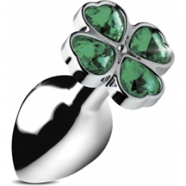 LUCKY CLOVER GEM -PLUG ANAL LARGO , TREBOL PLATA