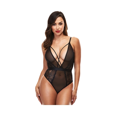 STRAPPY TEDDY WITH DEEP V - ESCOTE V