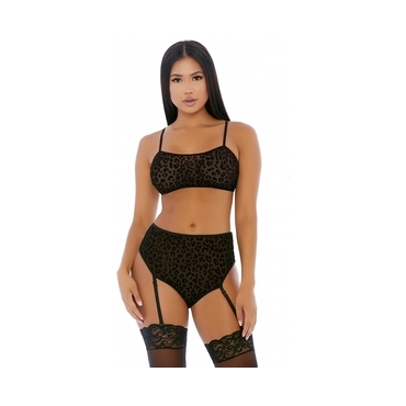 LUSTFUL LEOPARD CAMI LINGERIE SET NEGRO